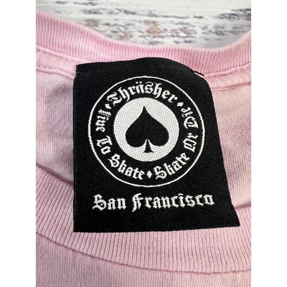 Thrasher Magazine Godzilla Logo Light Pink Womens Skateboard T-Shirt Size L - Picture 10 of 10
